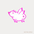 Flying pig vector illustration