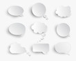 White blank speech bubbles isolated vector set. Infographic design thought bubble on the white background. Eps 10 vector file.