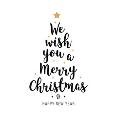 Wall Mural - merry christmas greeting calligraphy gold isolated background