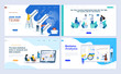 © alexdndz - Set of landing page template for business app, data analysis, career, teamwork. Modern vector illustration flat concepts decorated people character for website and mobile website development.