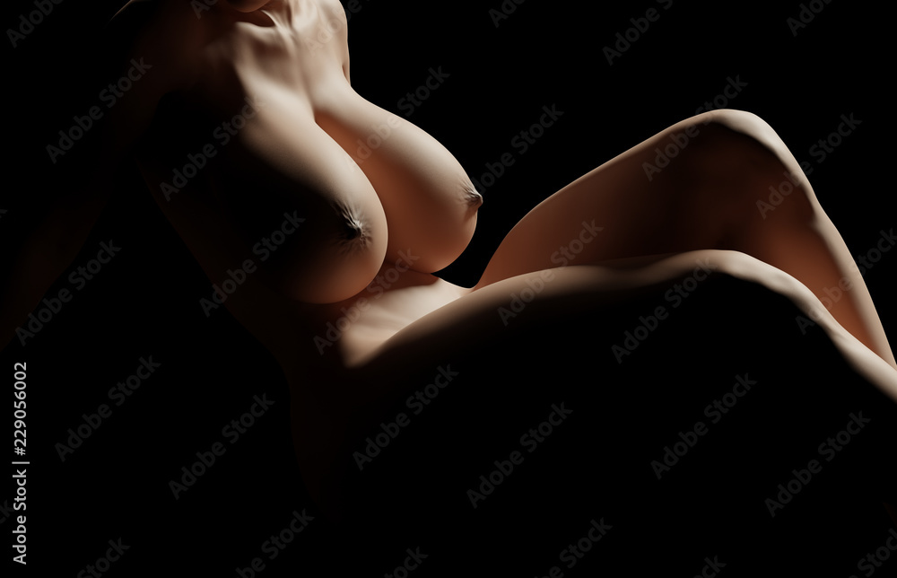 Dark Silhouette Of Nude Woman With Huge Breasts In Sensual Pose - Stock -  GamesAgeddon