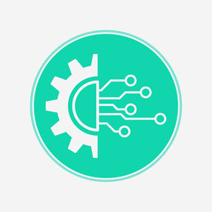 Gear and circuit vector icon sign symbol