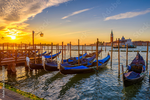 Sunrise in San Marco square, Venice, Italy. Architecture and landmarks of Ven...