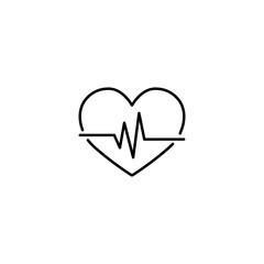Wall Mural - heartbeat pulse line black icon on white background