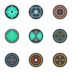 Wall Mural - Sniper aim icon set. Flat set of 9 sniper aim vector icons for web design