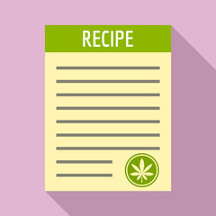 Sticker - Recipe marijuana paper icon. Flat illustration of recipe marijuana paper vector icon for web design