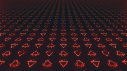 Wall Mural - abstract seamless dynamic background of red symmetrically rotating triangles with depth of field