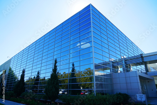 Close Up On Modern Company Building Exterior With Blue Glass Buy This Stock Photo And Explore Similar Images At Adobe Stock Adobe Stock