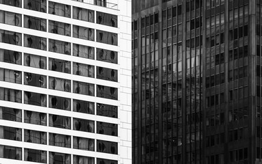 modern building exterior, architecture, close up with black and white color 