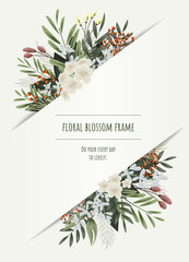 Wall Mural - Floral frame for invitation cards and graphics.