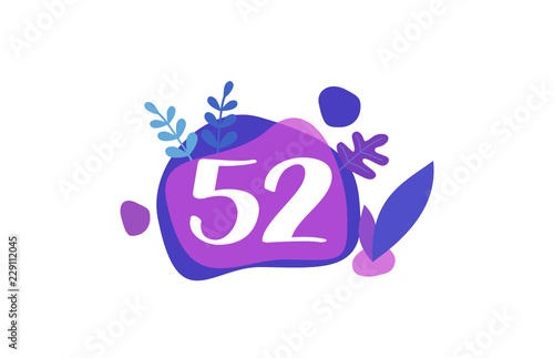 Fotografia 52 Years Anniversary Modern Purple Blue Flat Design