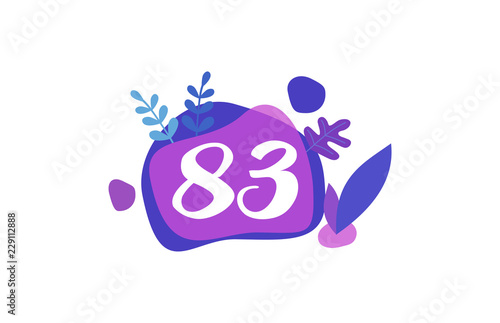 Fotografia 83 Years Anniversary Modern Purple Blue Flat Design