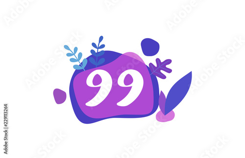 Photographie 99 Years Anniversary Modern Purple Blue Flat Design