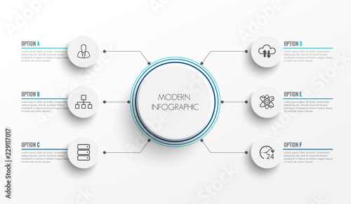 Fotomural Abstract elements of graph infographic template with label, integrated circles