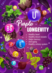 Wall Mural - Purple diet longevity vitamins food nutrition