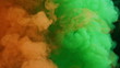 orange and green bomb smoke on black background