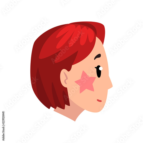 Head Of Girl With Short Dyed Hair Profile Of Young Woman