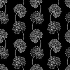 Sticker - Botanical illustration. Hand Drawn flowers and plants. Monochrome vector illustrations in sketch style. Elegant Seamless vintage Pattern.