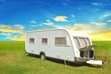 Fototapeta  - caravan or camper car with blue sky