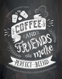 Fototapeta  - Poster with inscription about coffee drinks. Vector illustration.