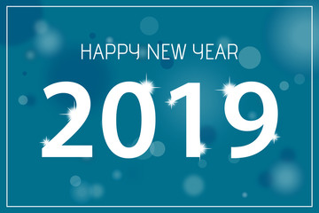 Canvas Print - Happy New Year 2019 blue greeting card