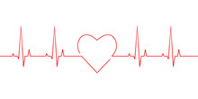Red Heartbeat And Heart Rate Line Concept Isolated On White Background. Vector Illustration.