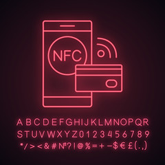 Sticker - NFC technology neon light icon