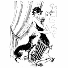 超希少なイタリア製 Lady with Borzoi（ボルゾイを連れた貴婦人