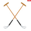 Polo mallet. Wood mallet equipment for horserider. Symbol of polo sport game. Vector illustration isolated on background.
