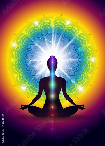 Yoga Logo In Green Background Canvas Print