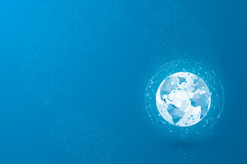 Wall Mural - global network. world map point and lines and triangles. point connecting network. vector illustrati