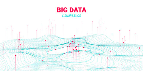Wall Mural - wave 3d big data visualization. analysis infographic.