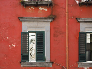 Colorful, bright houses and buildings, streets and sights of the fabulous city of Naples, Italy. Travel and vacation concept