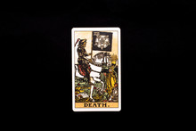 An Individual Major Arcana Tarot Card Isolated On Black Background. Death.