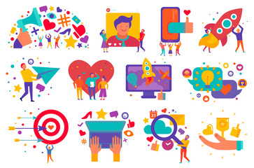 Wall Mural - Digital Marketing Icons Set