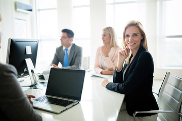 Sticker - Entrepreneurs and business people conference in modern meeting room