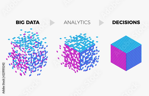 Cuadros en Lienzo Big data analytics algorithm concept illustration
