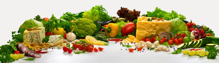 Композиция с овощами на белом фоне Composition with vegetables on a white background