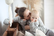 © natalialeb - mom hugs charming baby,motherhood in real interior