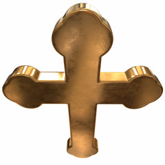 3D render of gold cross