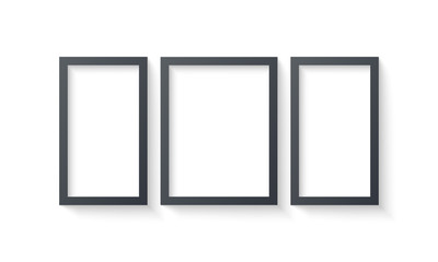 Wall Mural - wall picture frame templates isolated on white background. blank photo frames with shadow and border
