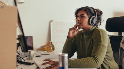 Woman working in tech startup