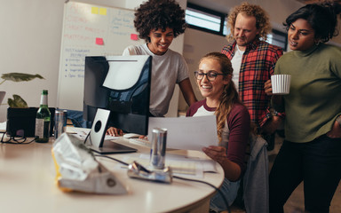 software engineers working together on project at tech startup