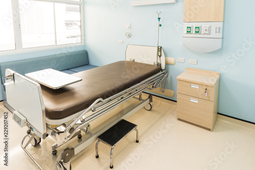 Empty Recovery Room With Bed And Comfortable Medical