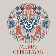 Cute Christmas Pattern In Scandinavian Style. Editable Vector Illustration