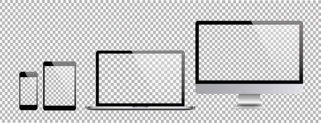 Set of computer, laptop in a flat vector style