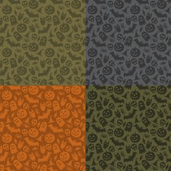 Wall Mural - Set of Halloween vector seamless patterns