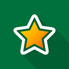 Wall Mural - golden star icon with long shadow on green background. vector illustration eps 10