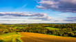 Autumn landscape in Germany with fields and forest at sunset