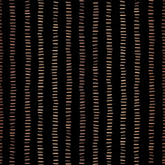 Wall Mural - Rose Gold foil stripes seamless vector pattern. Horizontal copper strokes in vertical lines on black background. Elegant design for digital paper, page fill, wedding, invitation, birthday celebration